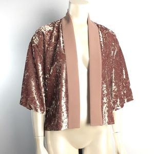NWT Zara short crushed velvet open jacket